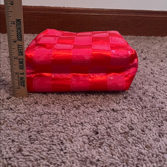 🌟5/$25 Sale🌟 Ulta Beauty Cosmetic Case Pink Orange Sequin Zipper Makeup Bag New - Picture 8 of 13
